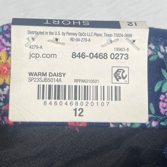 St Johns Bay Floral Shorts Womens 12 Blue New 5" Mid Rise Summer - Picture 12 of 15